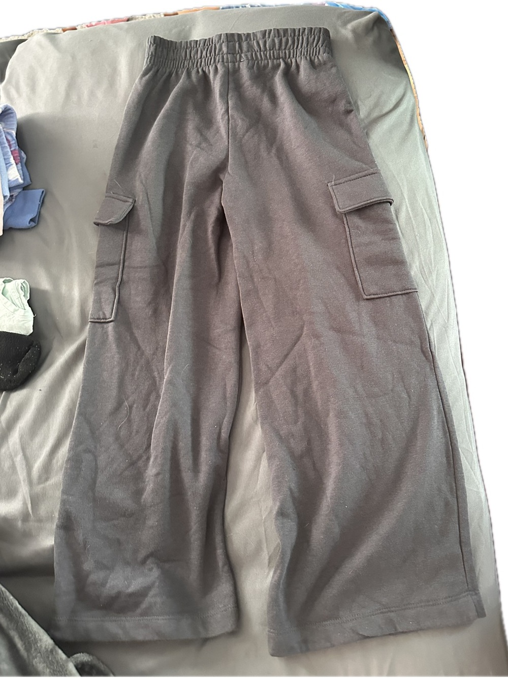 Kids Black Cargo Sweatpants with Elastic Waist